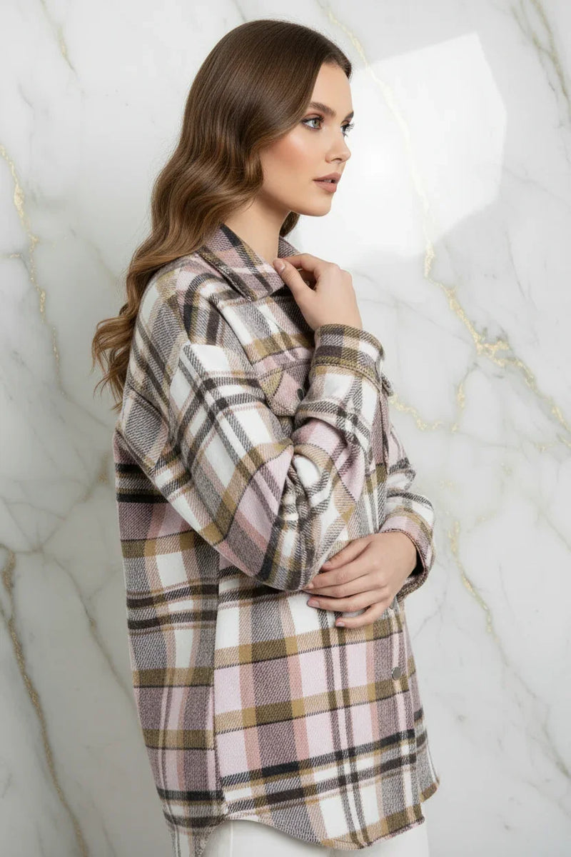 Plaid Shirt Jacket Side Pose