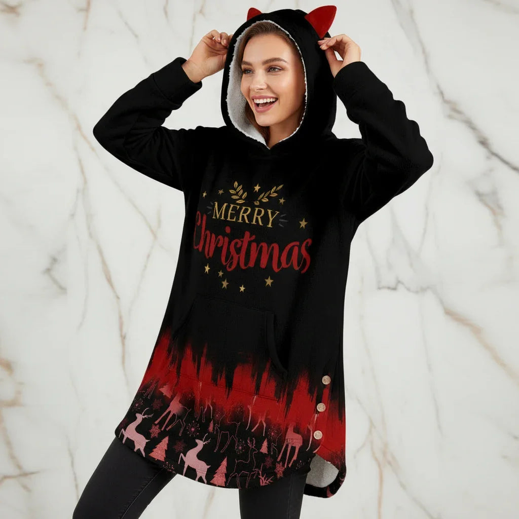 Playful pose adjusting cat ears