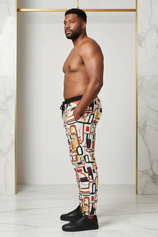 Plus-size men's left side profile