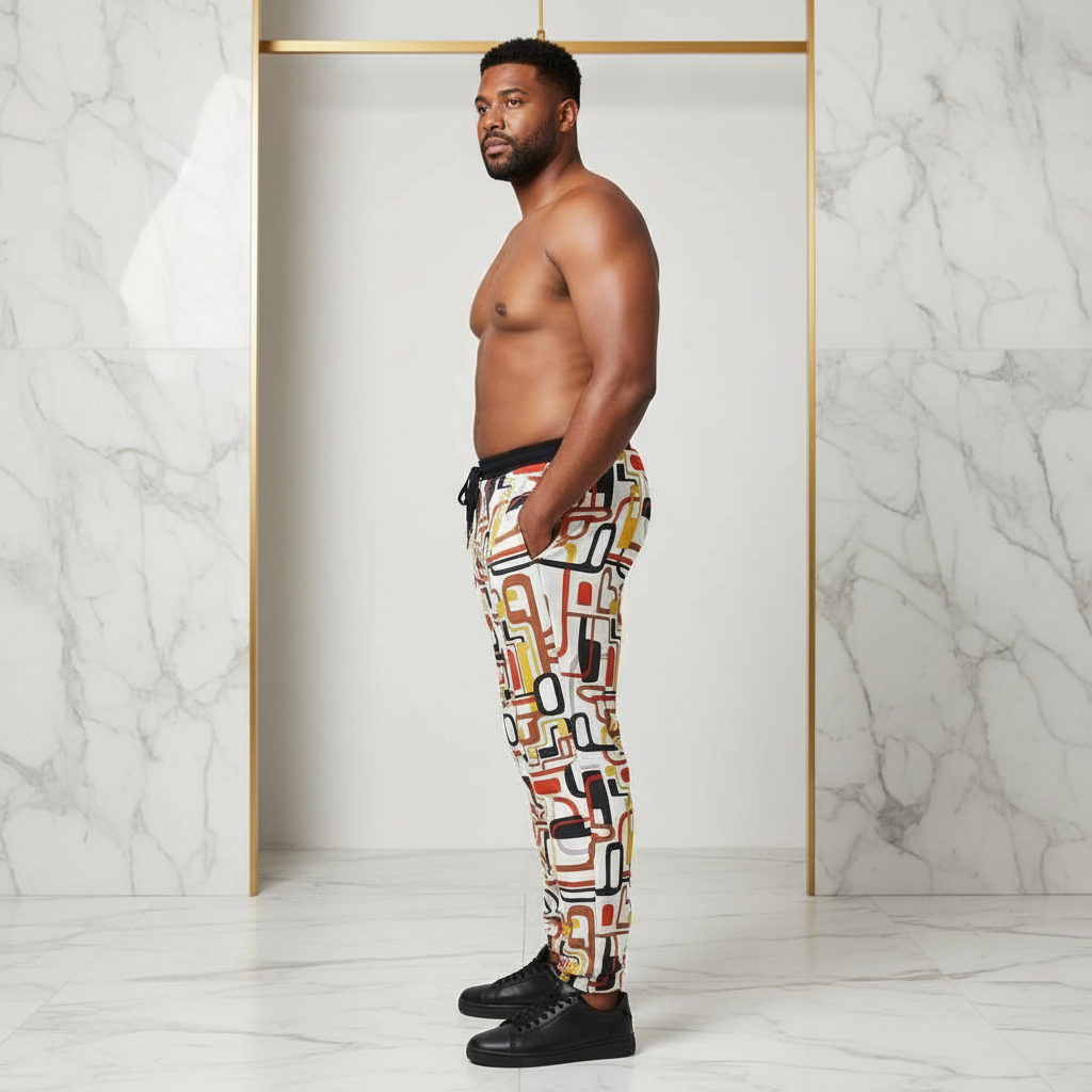 Plus-size men's left side profile