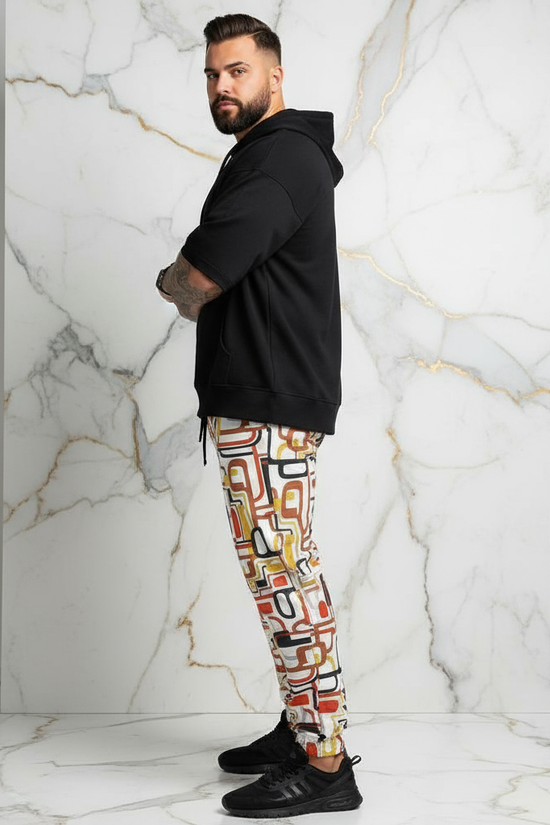 Plus-size men's right side profile