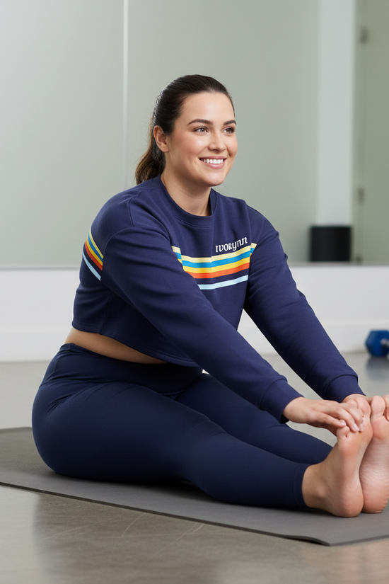 Plus-size stretching pose