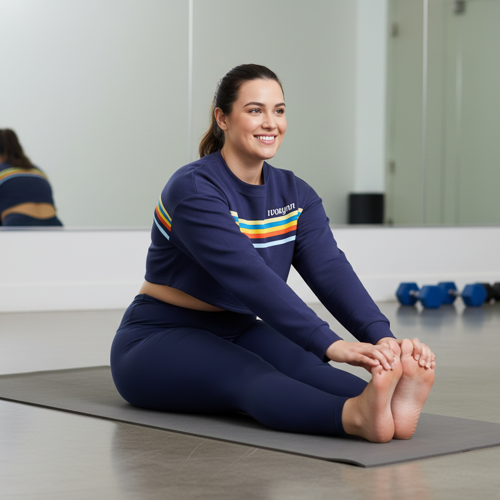 Plus-size stretching pose