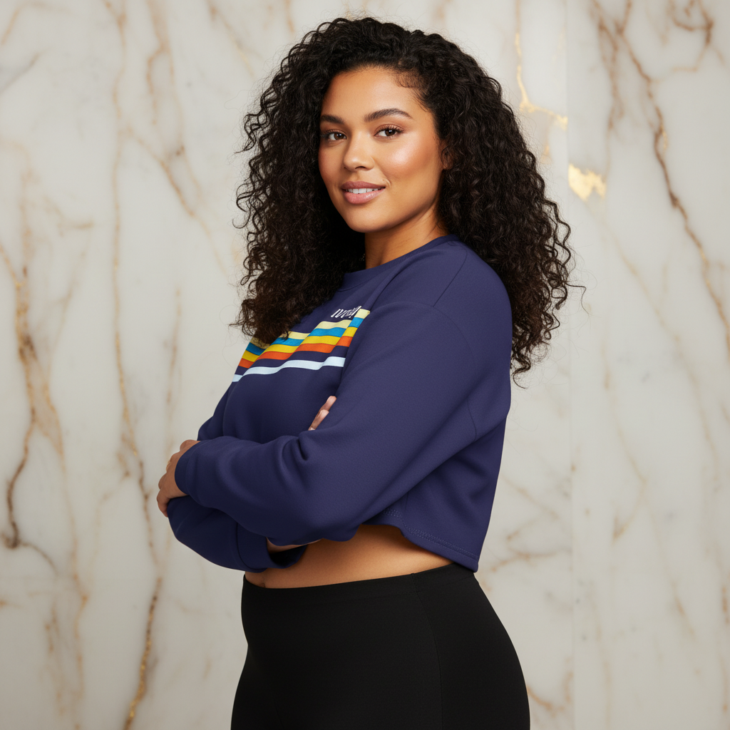 Plus-size three-quarter casual pose