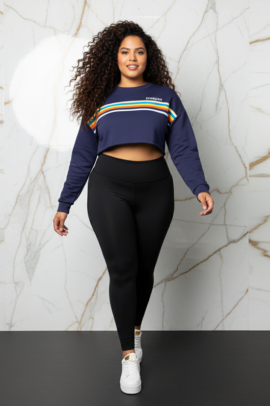 Plus-size walking pose in motion