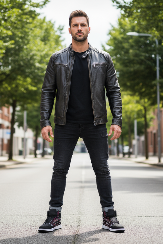 Powerful stance in middle of empty street