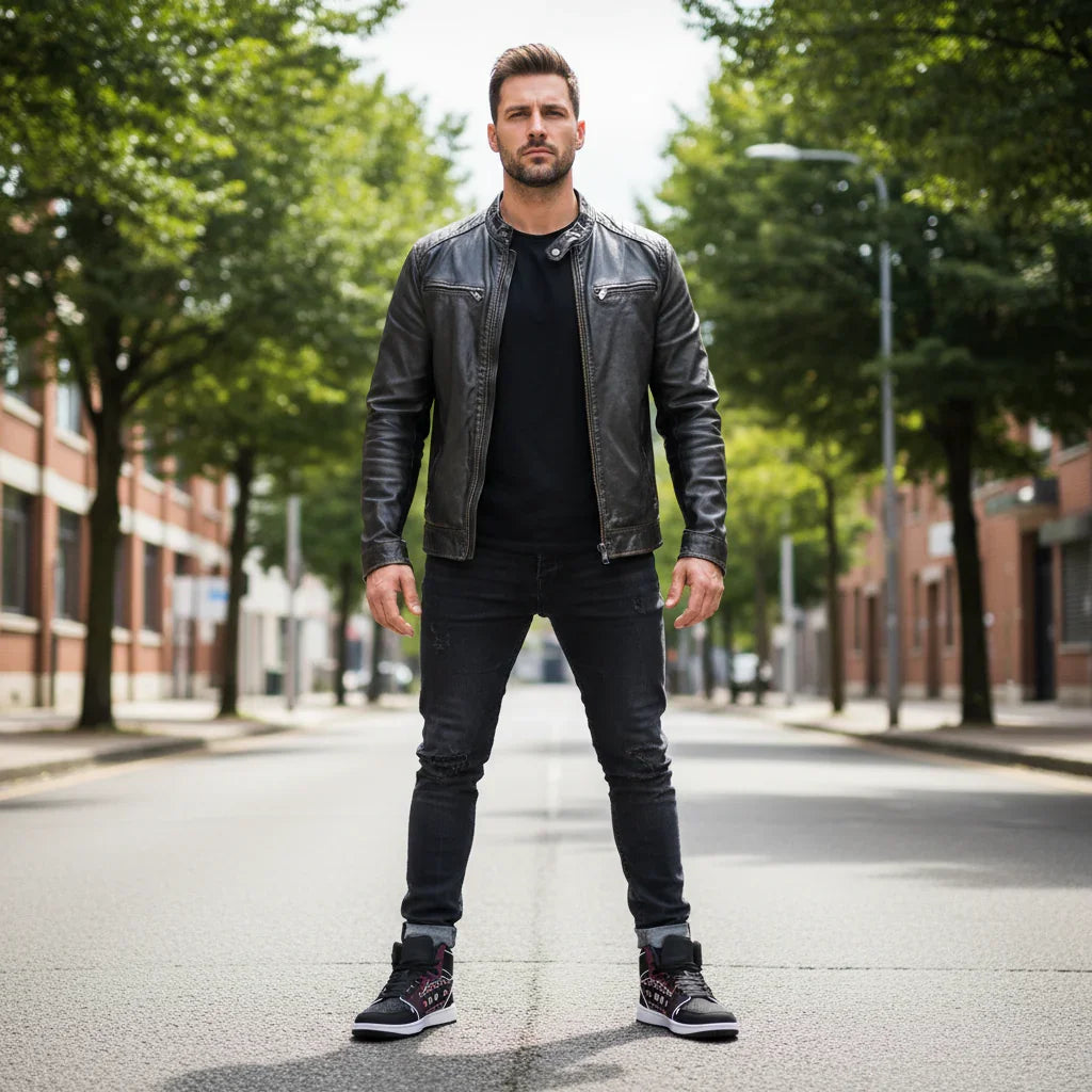 Powerful stance in middle of empty street