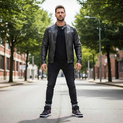 Powerful stance in middle of empty street