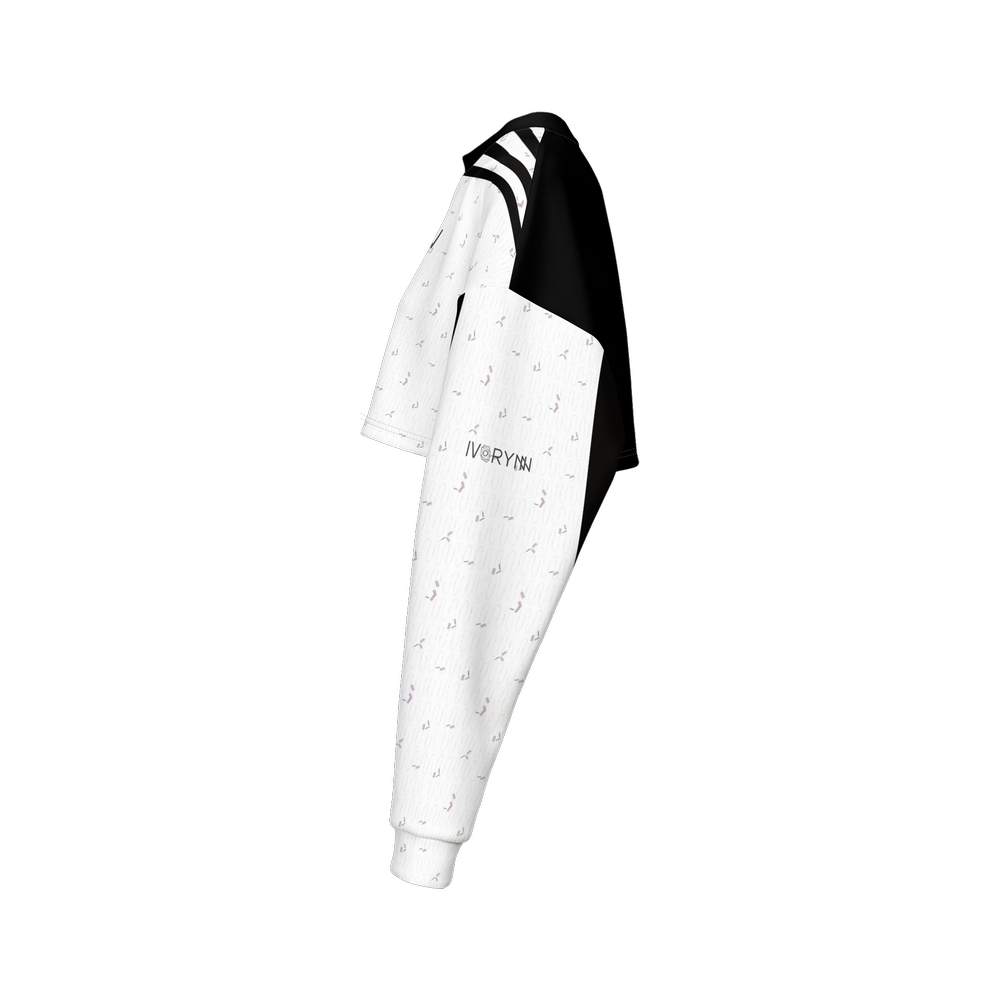 Unique B&W Cropped Lines Sweatshirt