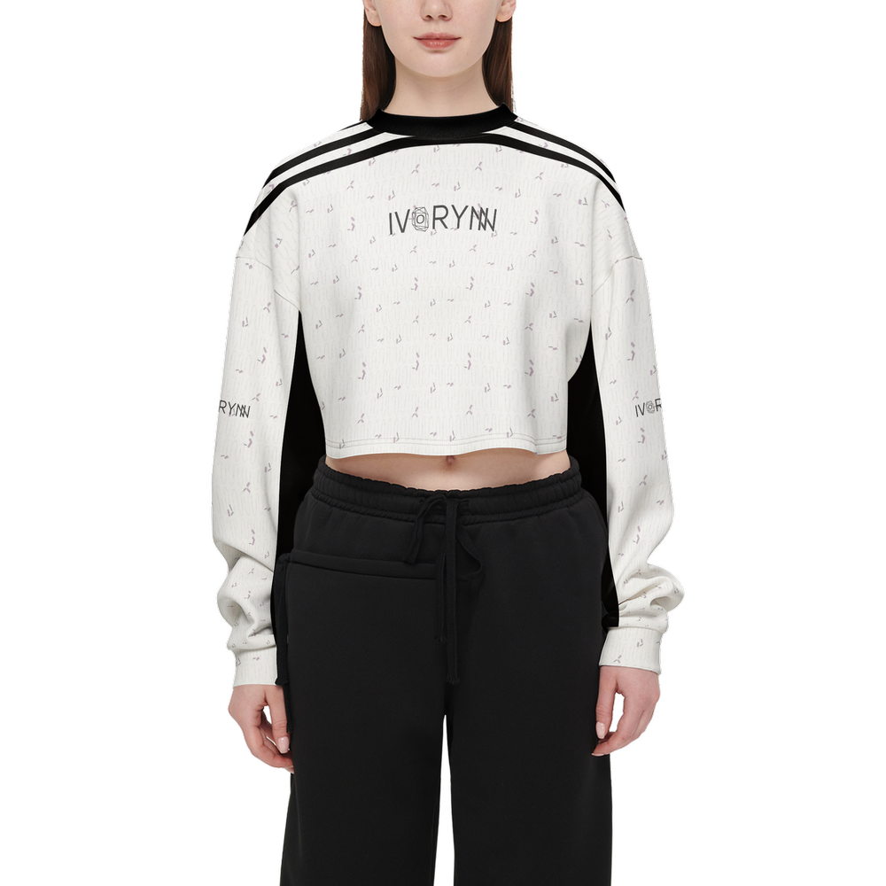 Unique B&W Cropped Lines Sweatshirt
