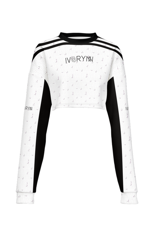 Unique B&W Cropped Lines Sweatshirt