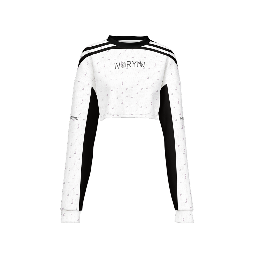 Unique B&W Cropped Lines Sweatshirt