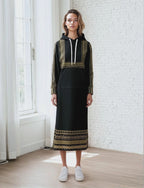 Elegant Black Casual Long Hoodie Dress