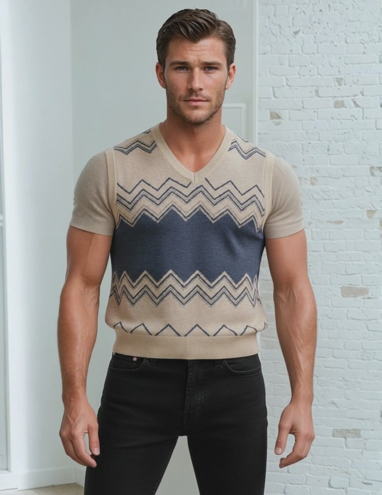 Classic Vintage V-neck Men Knitted vest