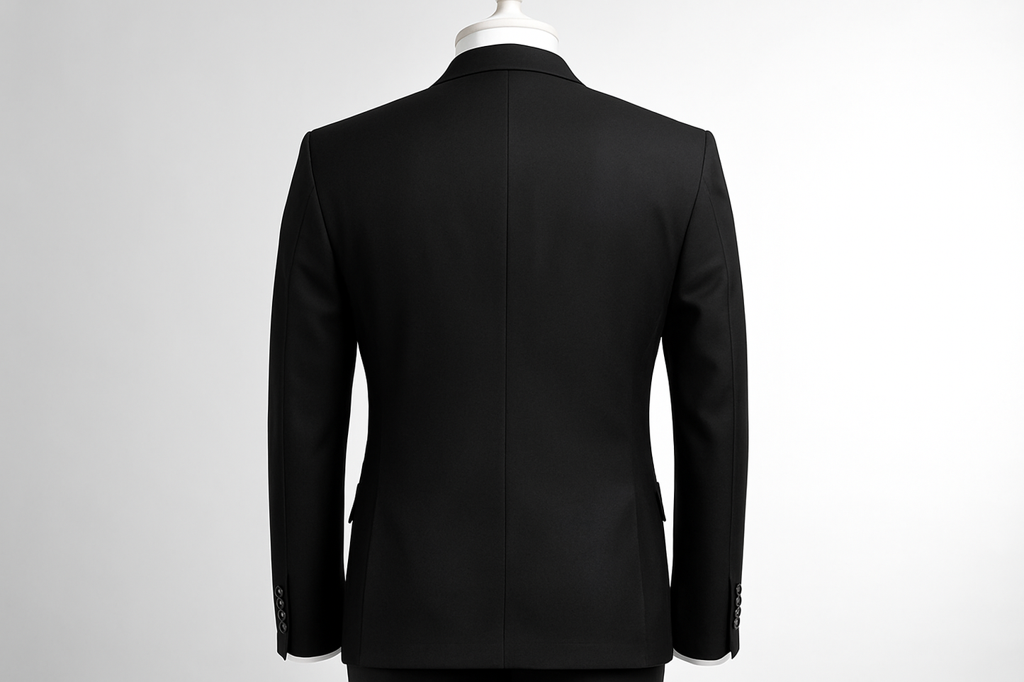Professional studio back view with white background