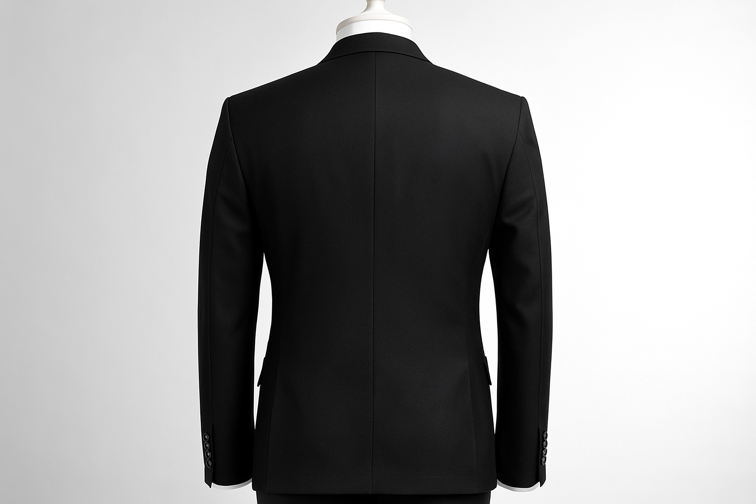 Professional studio back view with white background