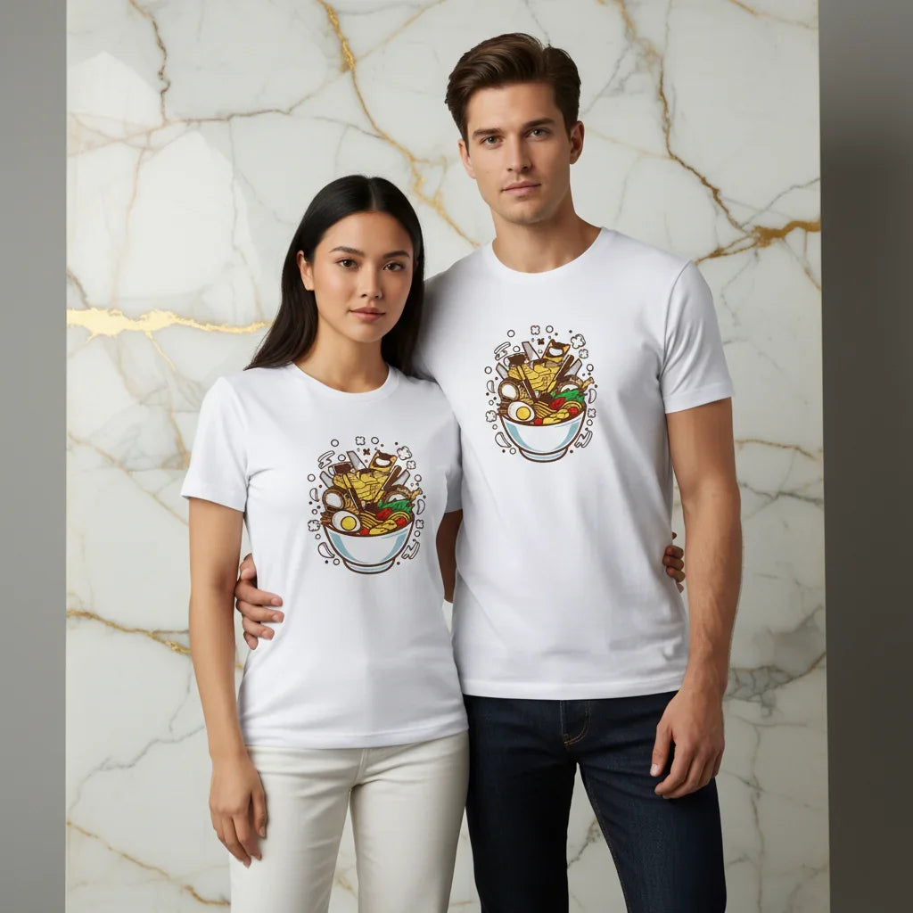 Ramen Couple T-shirt - Arm Around Waist