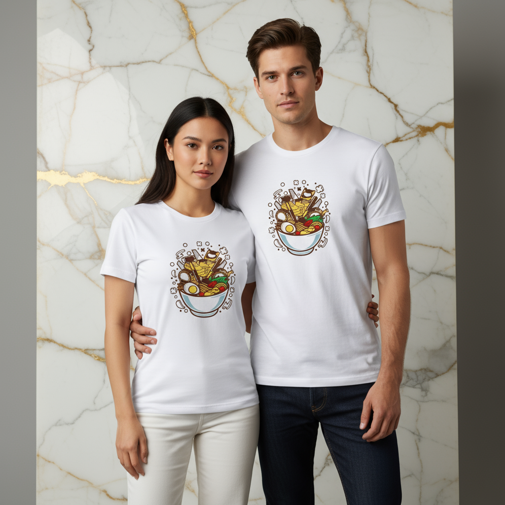 Ramen Couple T-shirt - Arm Around Waist