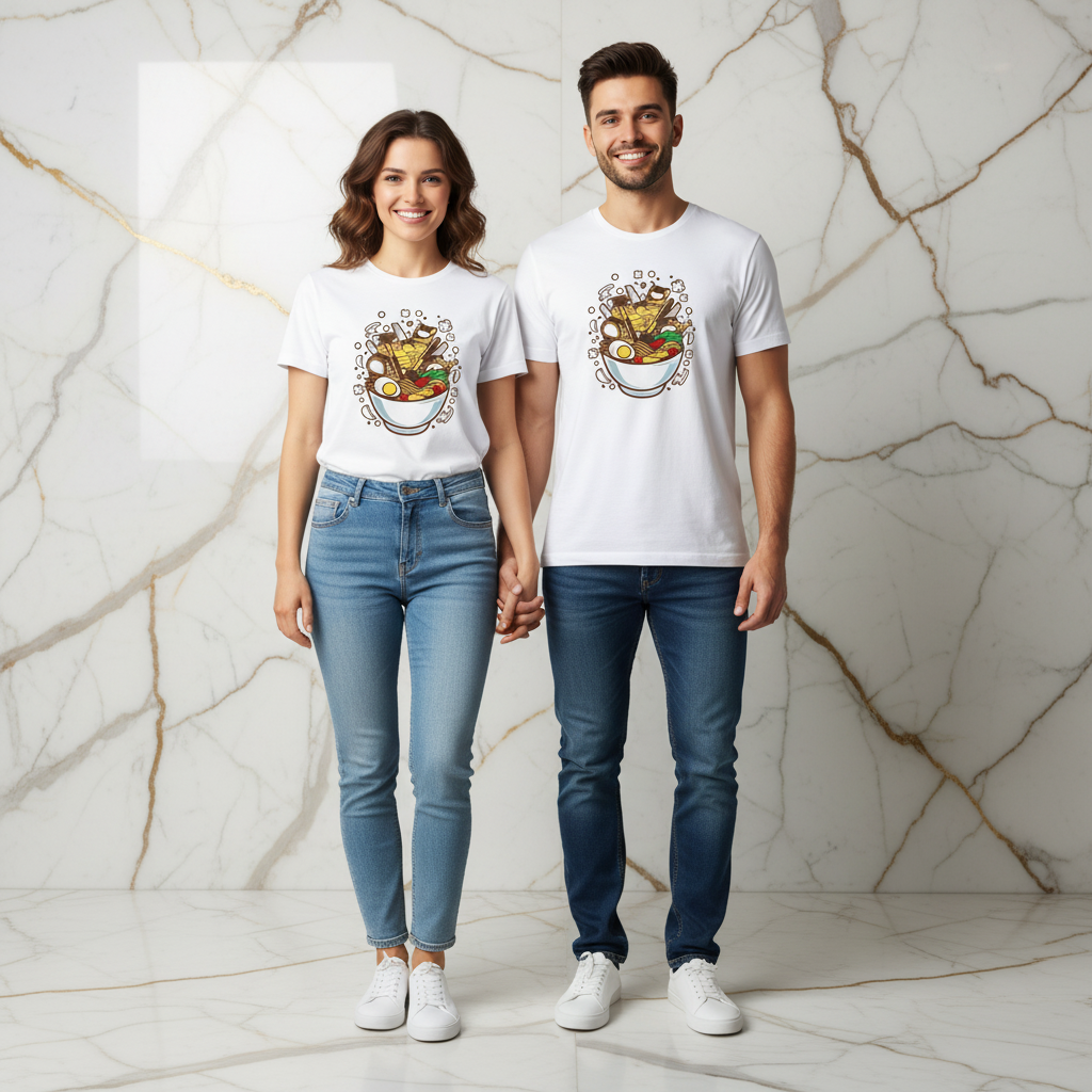 Ramen Couple T-shirt - Front Facing Together
