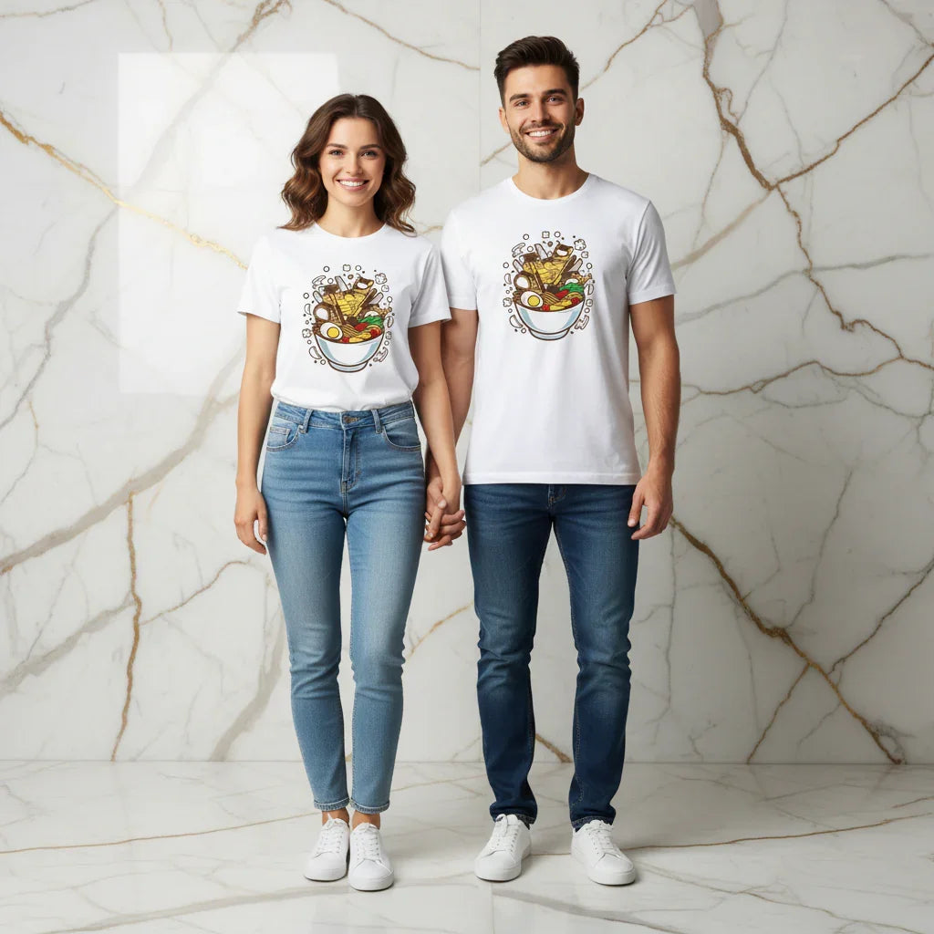 Ramen Couple T-shirt - Front Facing Together