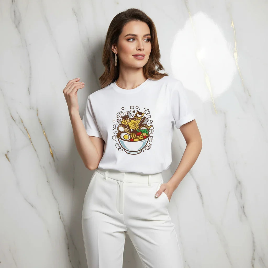 Ramen T-shirt - Hair Touch Pose