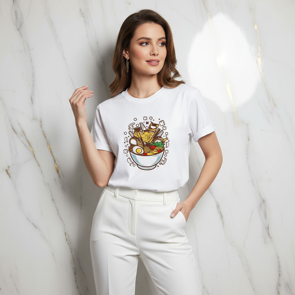 Ramen T-shirt - Hair Touch Pose