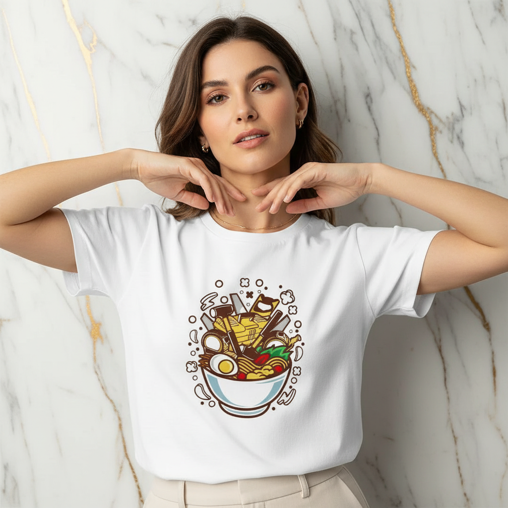 Ramen T-shirt - Relaxed Neckline Pose