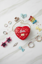 Red bag - flat lay with accessories