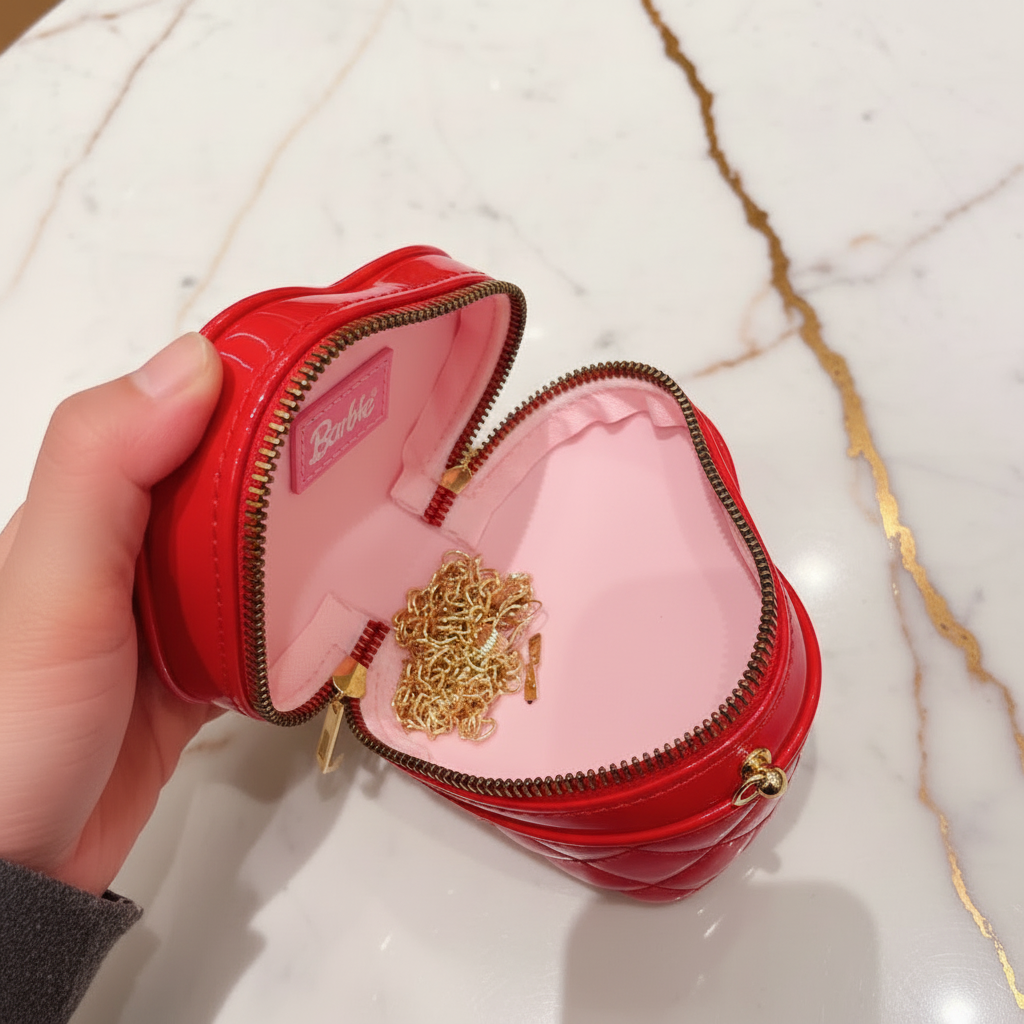 Red bag - opened by hand square