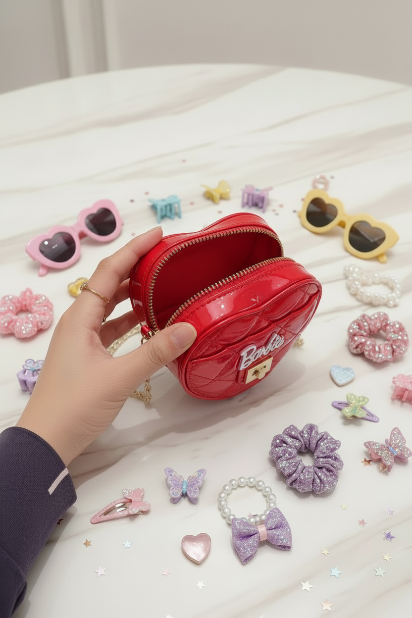 Red bag - opened with accessories