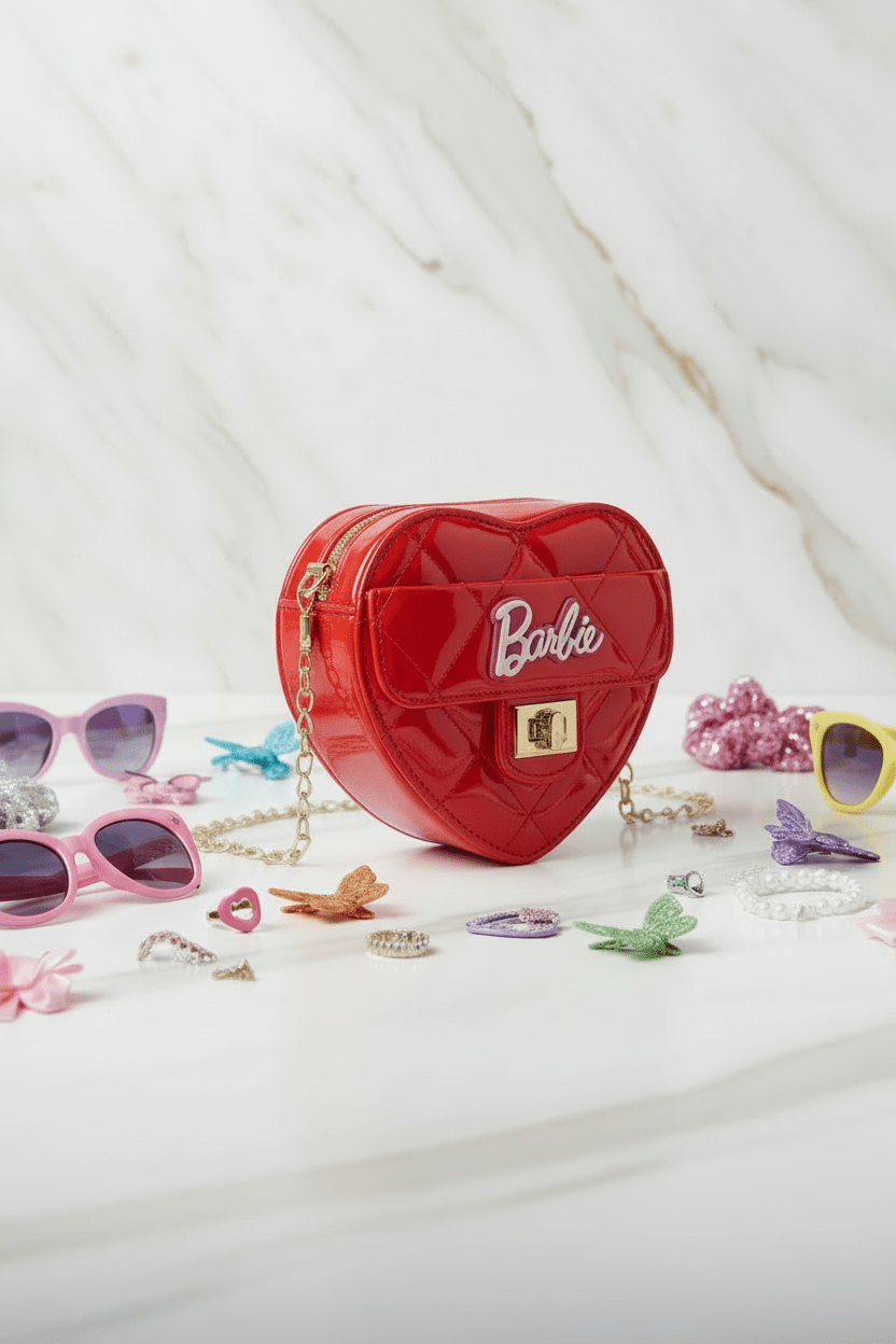 Red bag - side angle with accessories 2