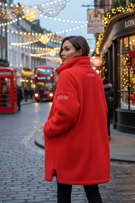 Red Borg Fleece Coat - Back