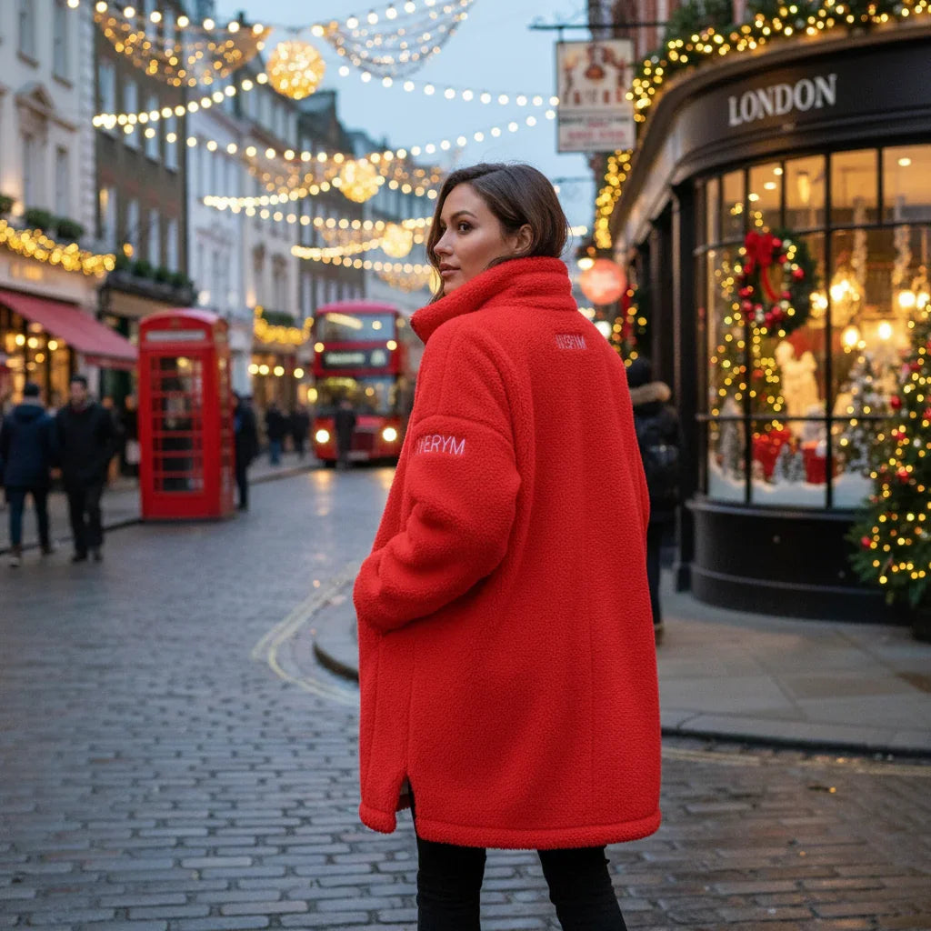 Red Borg Fleece Coat - Back