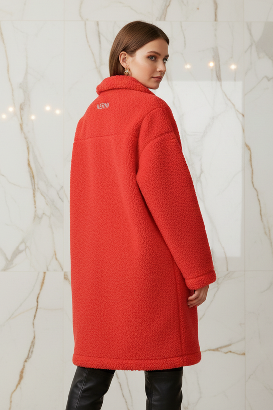 Red Borg Fleece Coat - Back