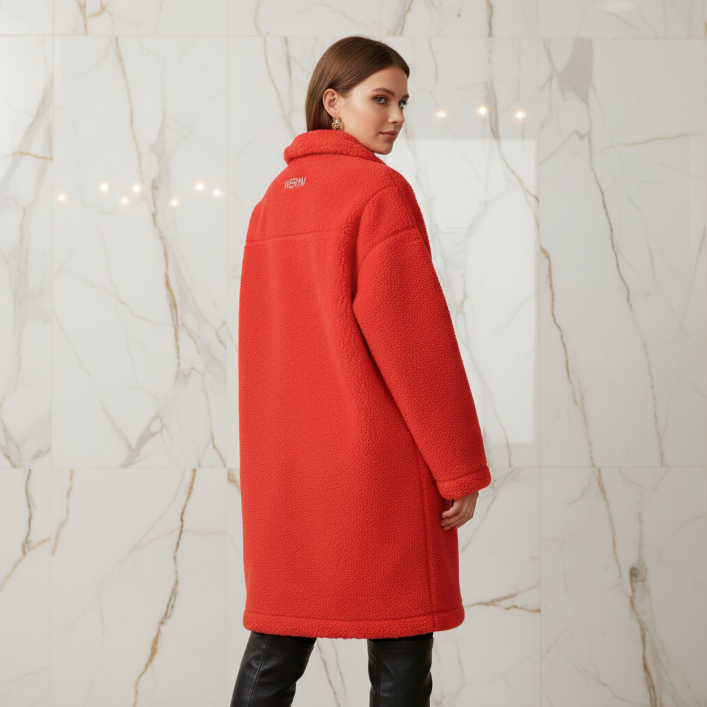 Red Borg Fleece Coat - Back