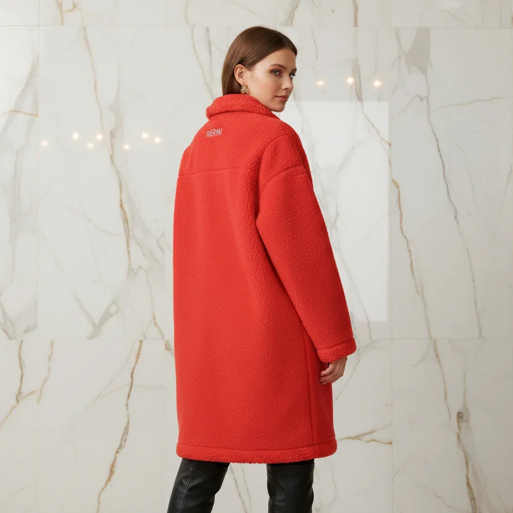 Red Borg Fleece Coat - Back