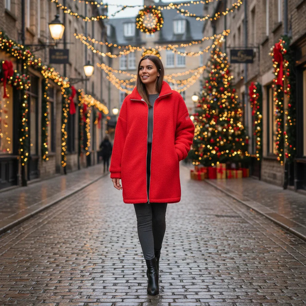 Red Borg Fleece Coat - Front