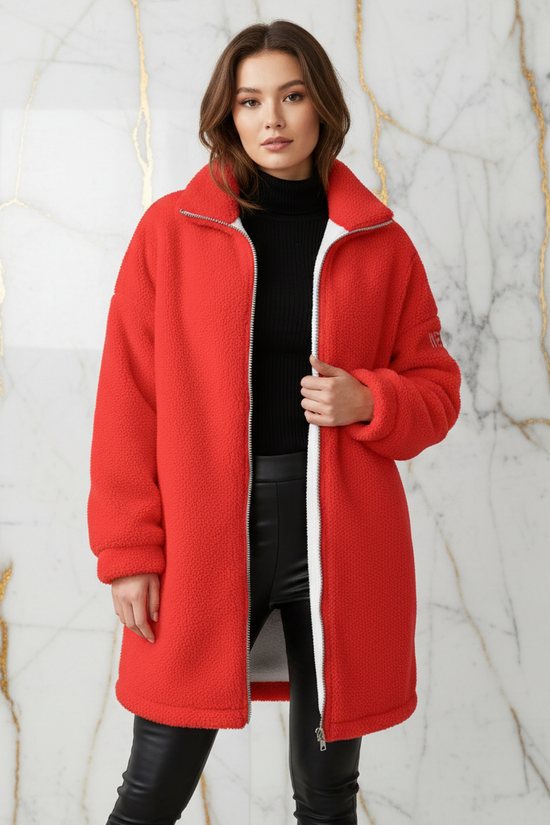 Red Borg Fleece Coat - Front