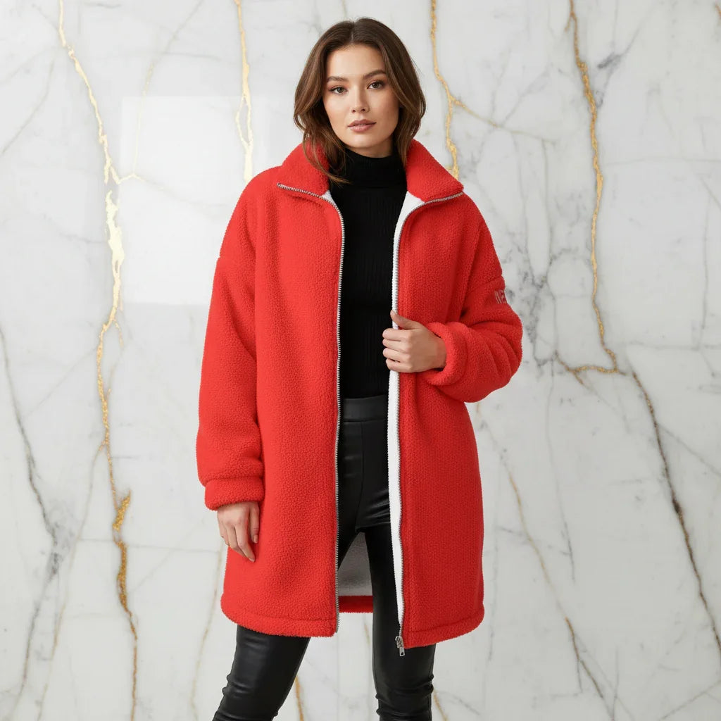 Red Borg Fleece Coat - Front
