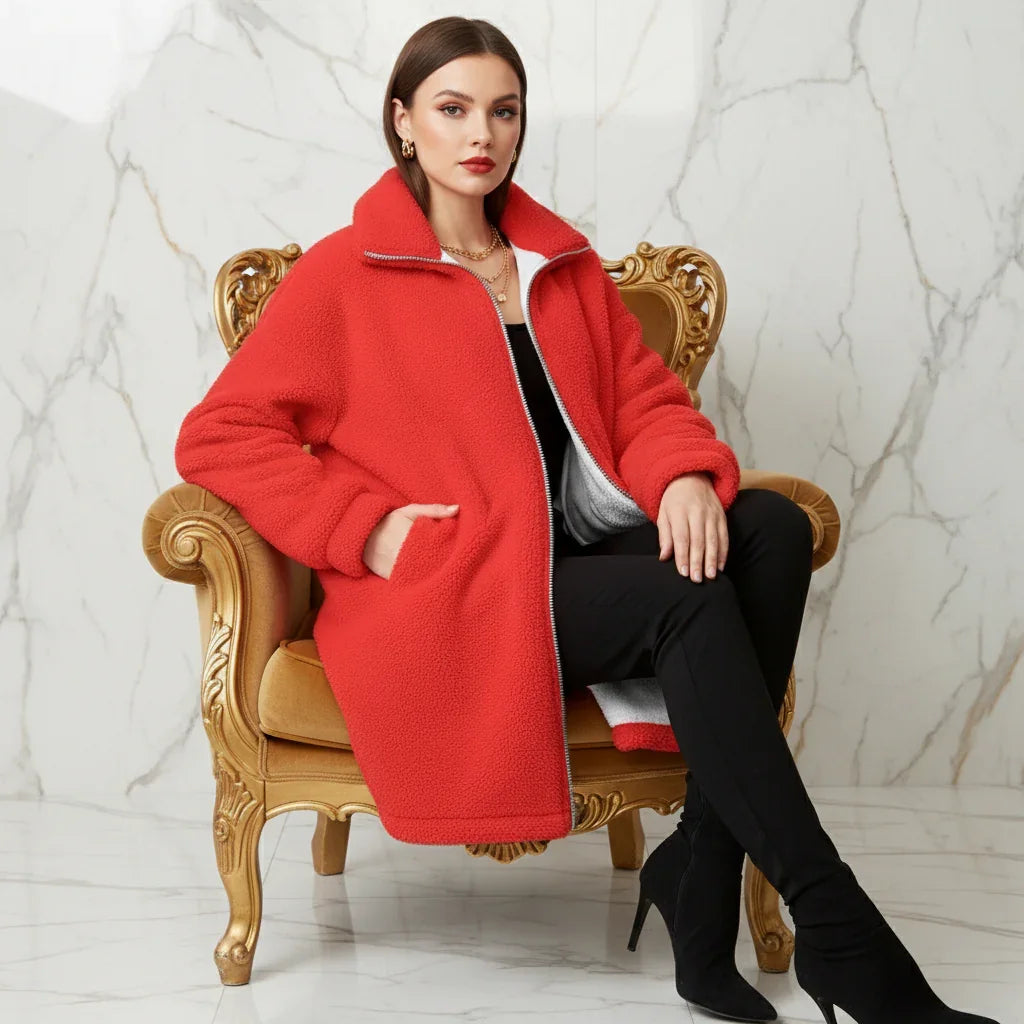 Red Borg Fleece Coat - Seated