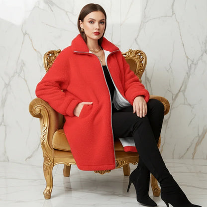Red Borg Fleece Coat - Seated