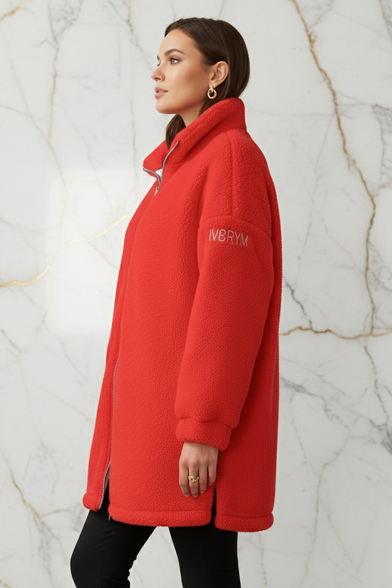 Red Borg Fleece Coat - Side