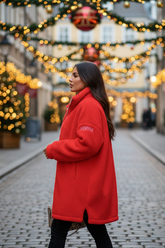 Red Borg Fleece Coat - Side