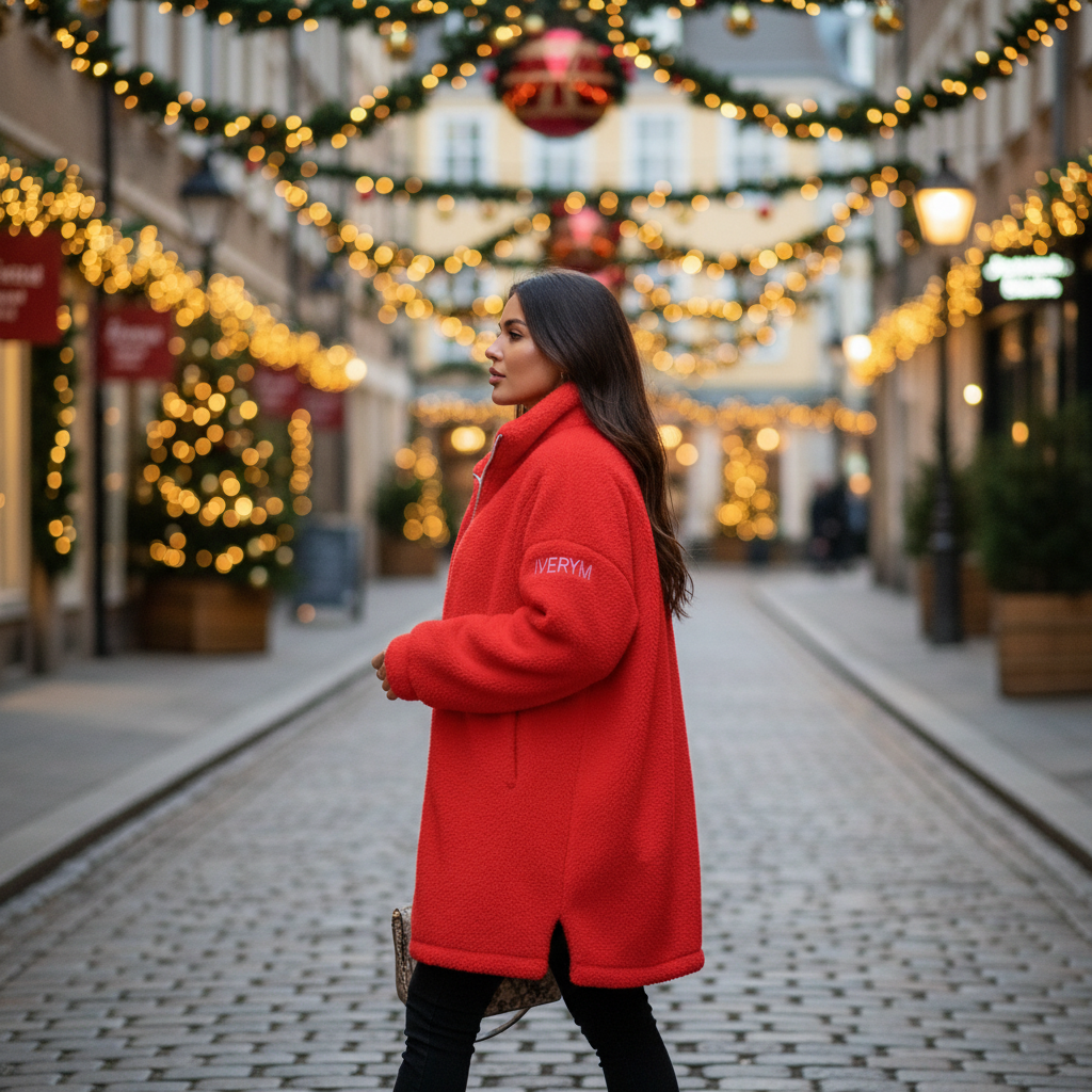 Red Borg Fleece Coat - Side