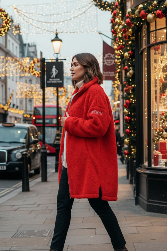 Red Borg Fleece Coat - Side