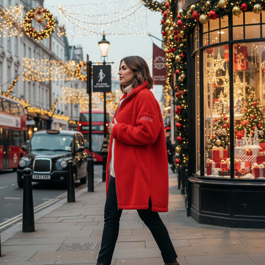 Red Borg Fleece Coat - Side