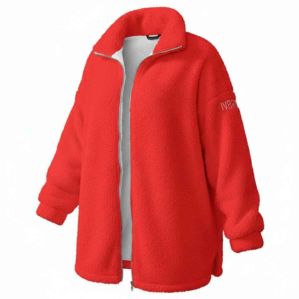 Red Borg Fleece Coat - Three-Quarter