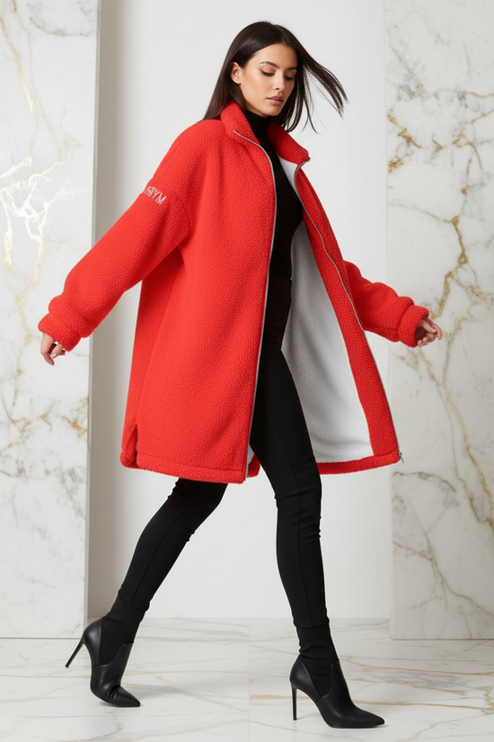 Red Borg Fleece Coat - Walking
