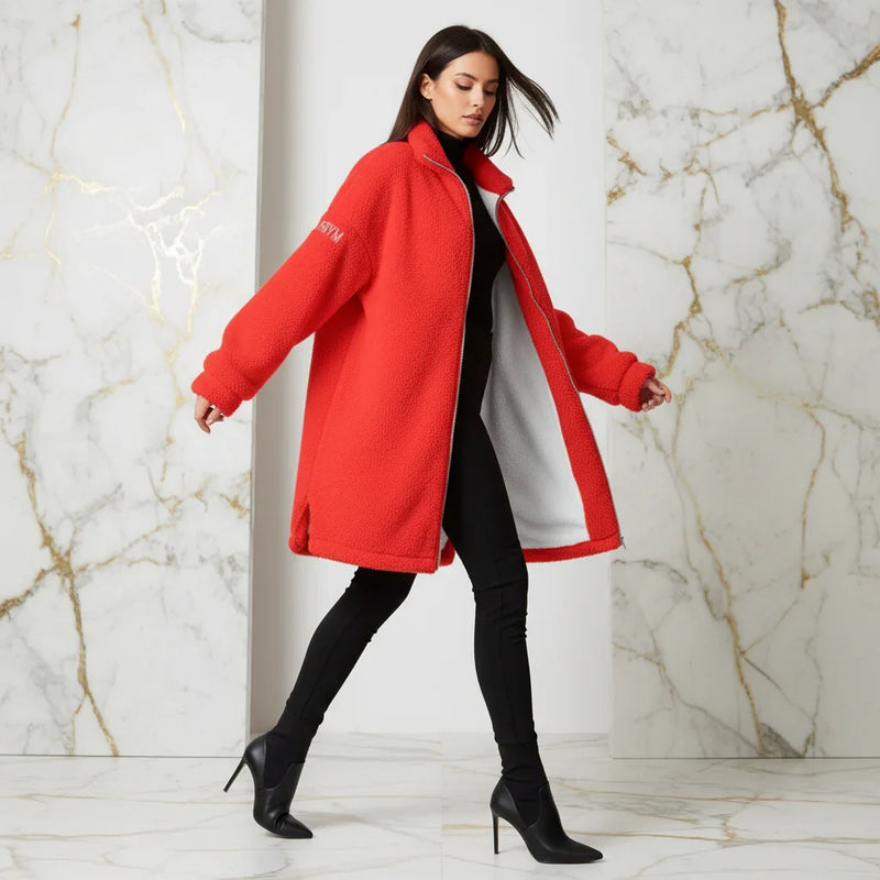 Red Borg Fleece Coat - Walking