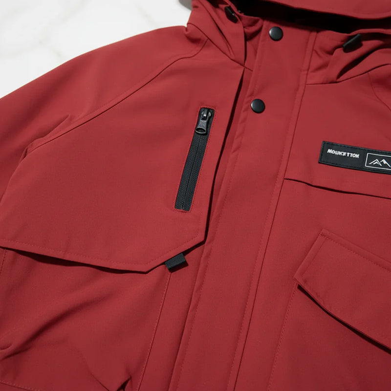 Red Jacket - Chest Pockets and Zipper Detail